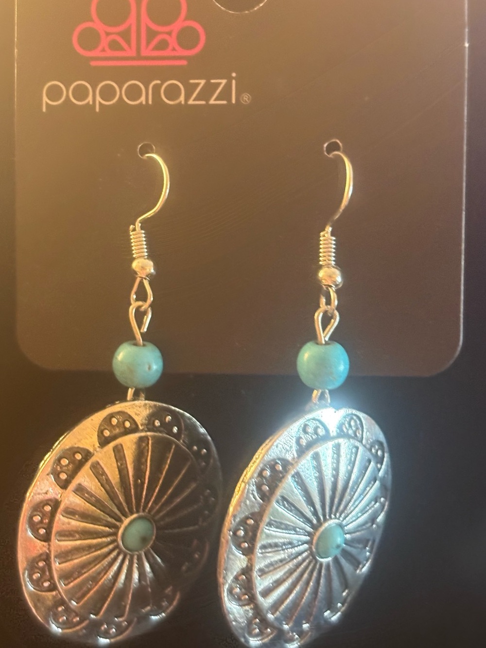 Paparazzi Silver-Tone Turquoise Dangle Earrings - Turquoise